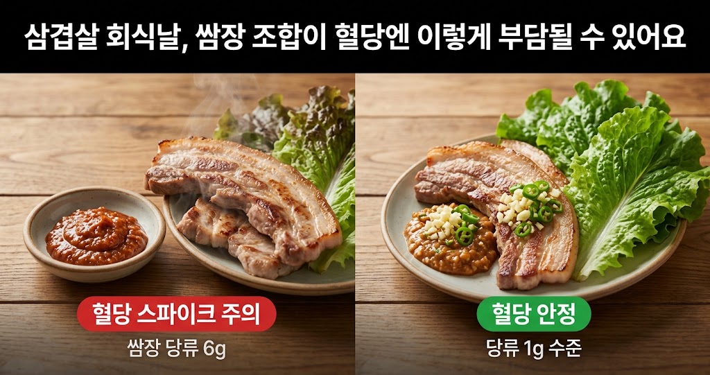 삼겹살 회식날, 쌈장 조합이 혈당엔 이렇게 부담될 수 있어요