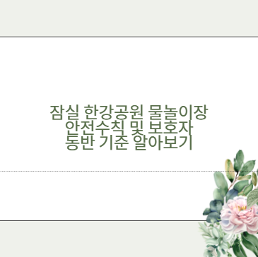 잠실 한강공원 물놀이장 안전수칙 및 보호자 동반 기준 알아보기