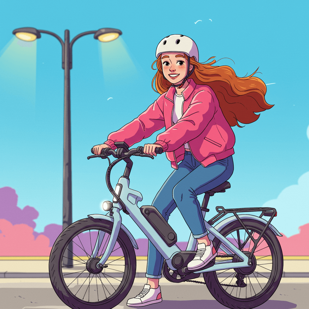 전동 자전거 타는 여자