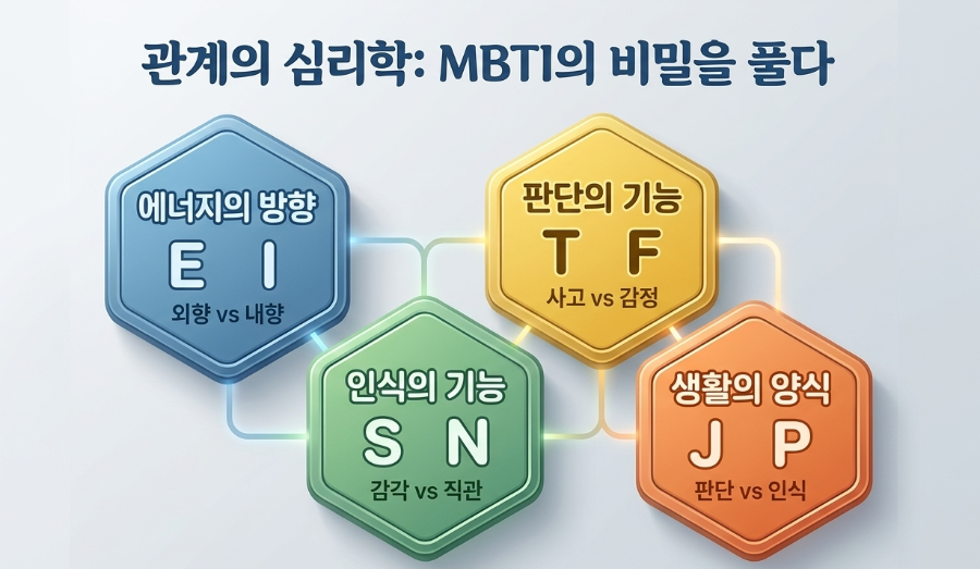 MBTI 4가지 심리 지표 인포그래픽