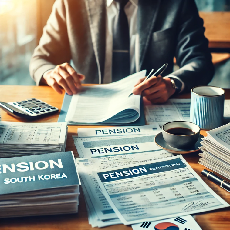 연금 신청을 위해 서류를 준비하고 있는 모습