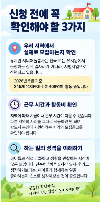 2026 유치원 시니어돌봄사 자격&middot;급여&middot;신청방법