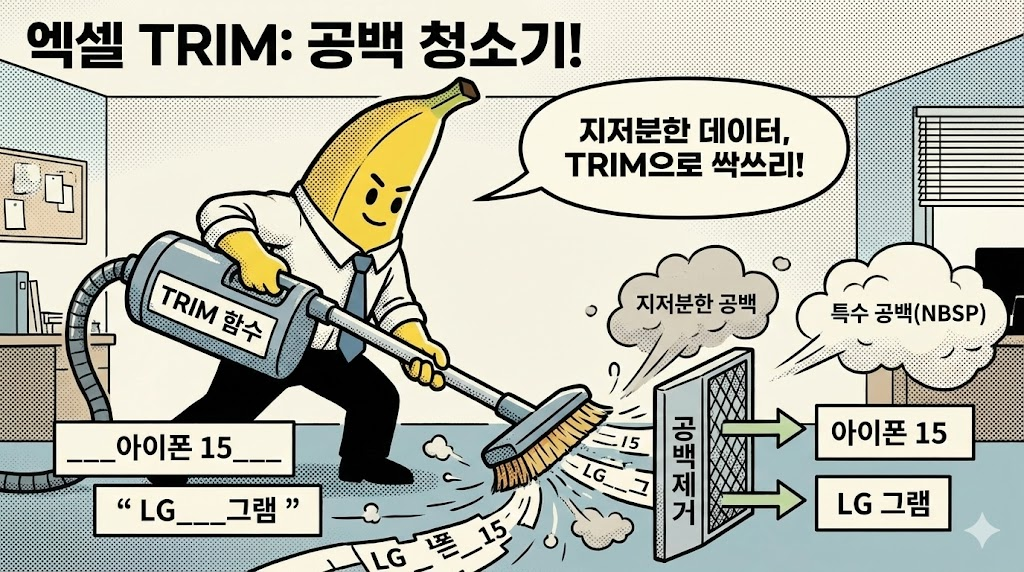 TRIM: 인터넷에서 복사해온 데이터, 공백(스페이스) 깔끔하게 없애기