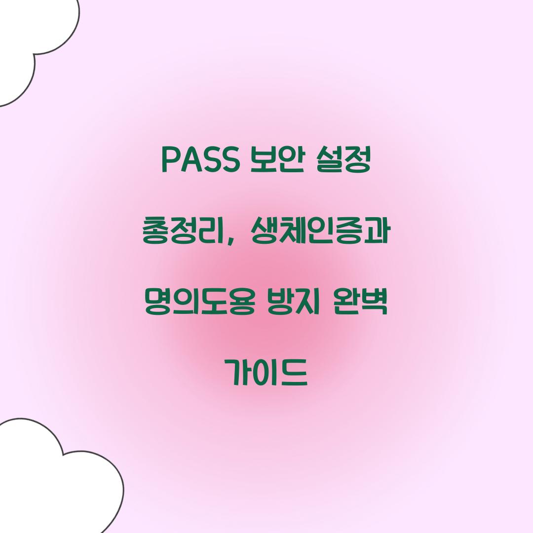 PASS 보안 설정 총정리: 명의도용 방지부터 생체인증까지