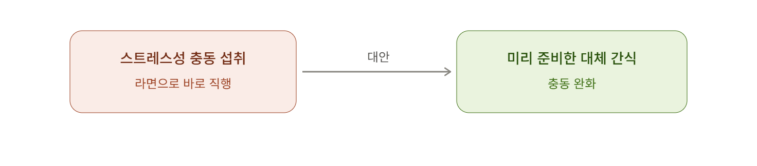 스트레스로 인한 충동 섭취 대신 미리 준비해둔 대체 간식