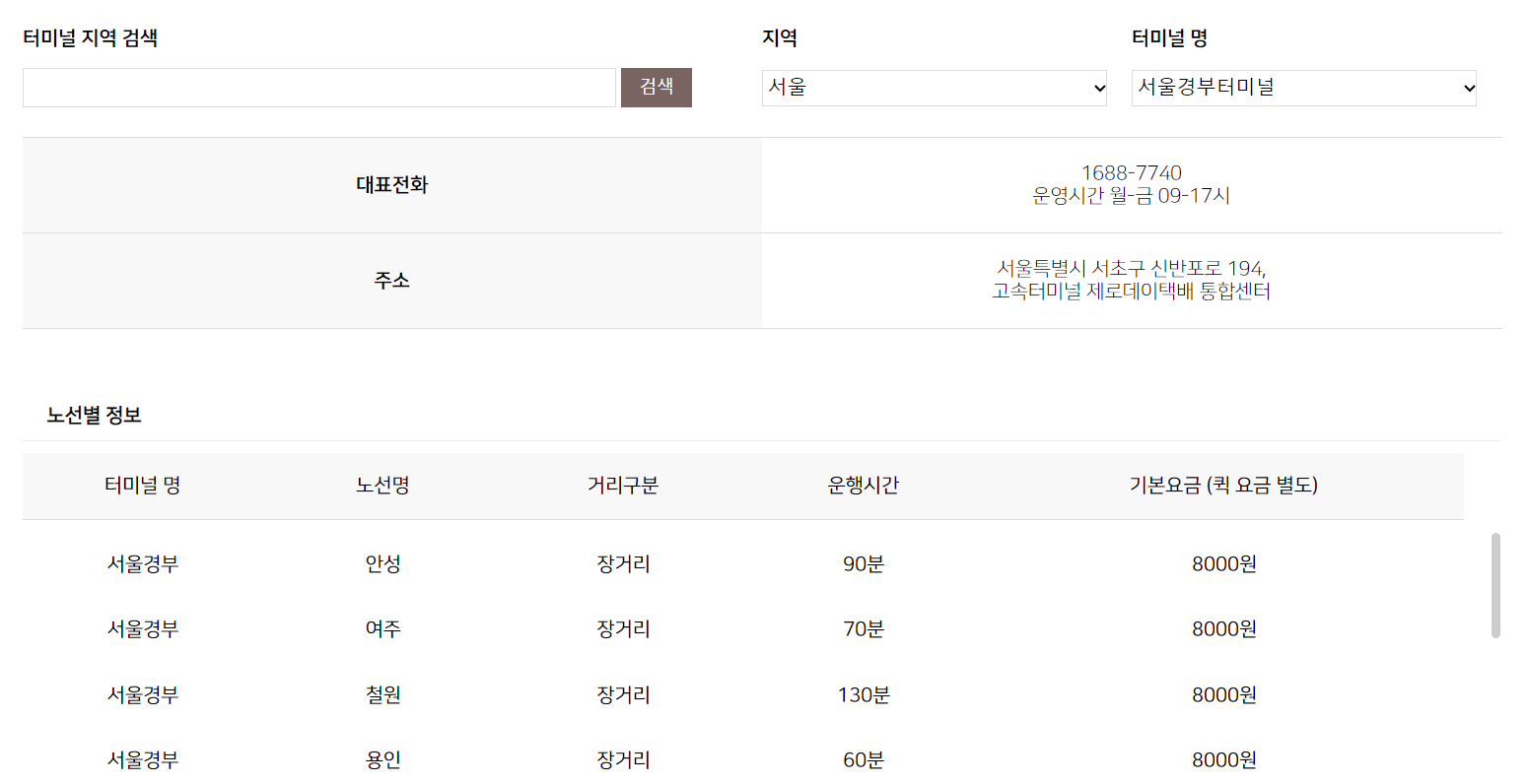 고속버스 당일 택배 수화물