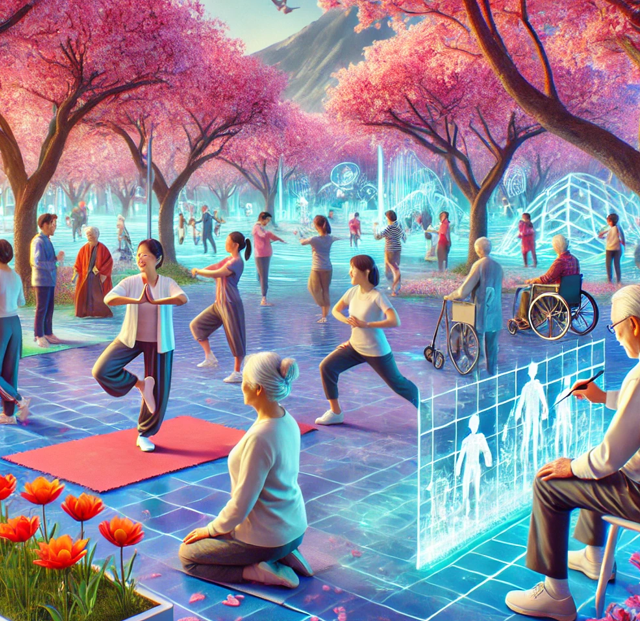 노인들의 레크리에이션 하는 모습