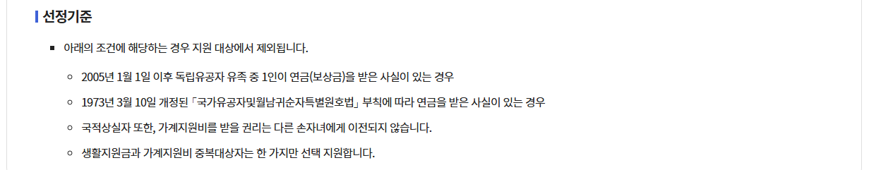 독립유공자 손자녀 생활지원금 탈락이유TOP5