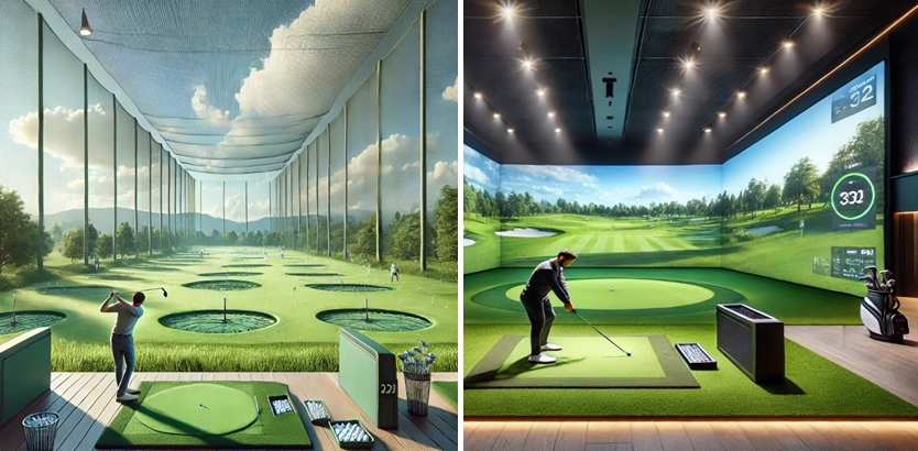 실외 VS 실내 골프연습장 비교 이미지