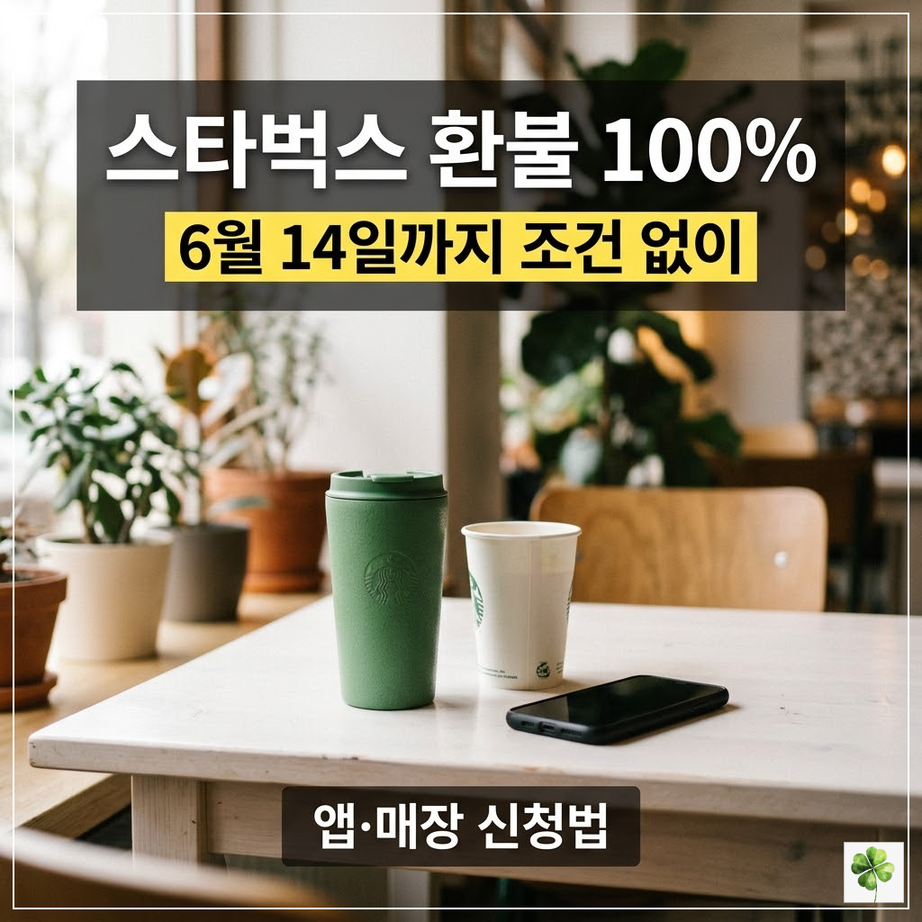 스타벅스 환불 100% 조건 없이 받는 법 6월 14일까지 앱 매장 신청