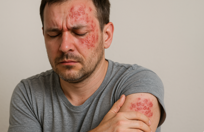 대상포진에 걸린 남자 사진