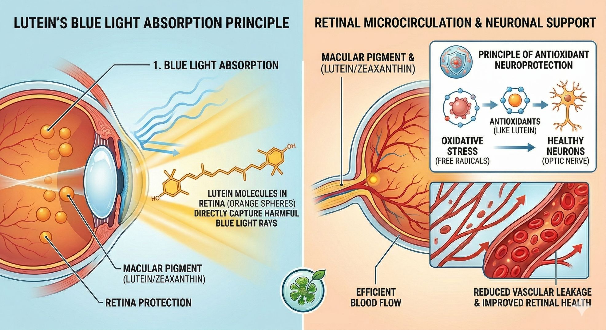 루테인의 핵심 작용인 블루라이트 차단과 항산화 작용