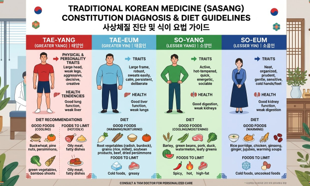 체질 진단표나 한의학적 다이어트 개념을 표현한 인포그래픽