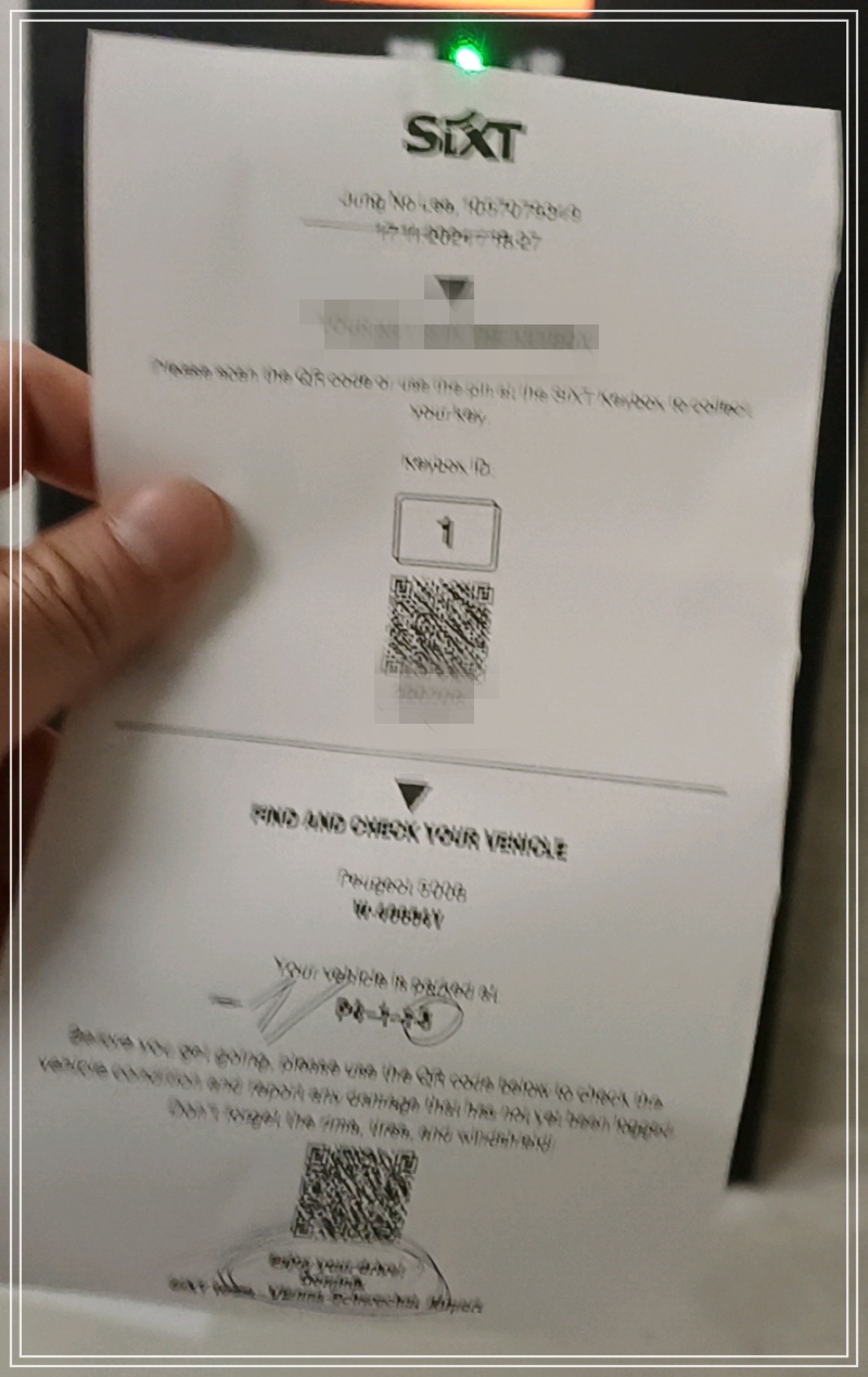 비엔나공항-Sixt-차량인수확인서