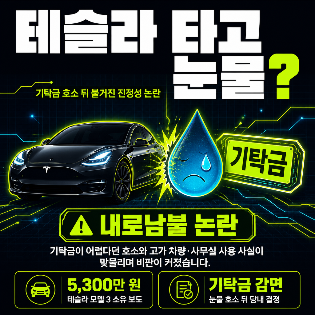 테슬라 타고 눈물?