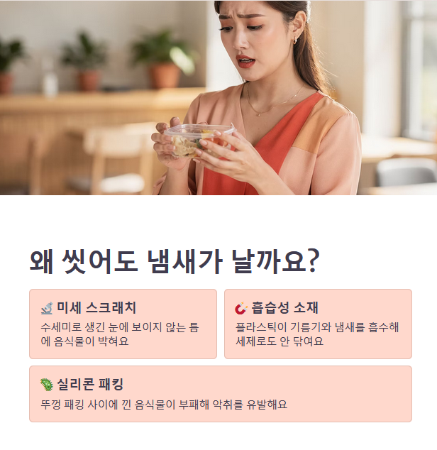 반찬통에서 냄새가 사라지지 않는 근본 원인