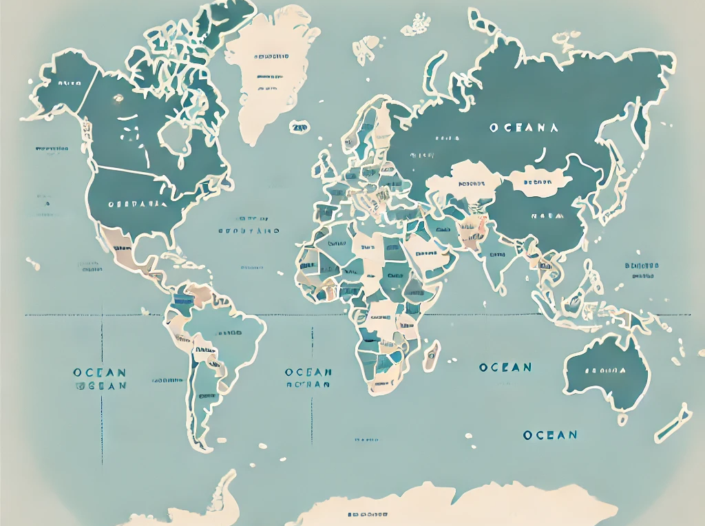 유럽, 아시아, 세계지도