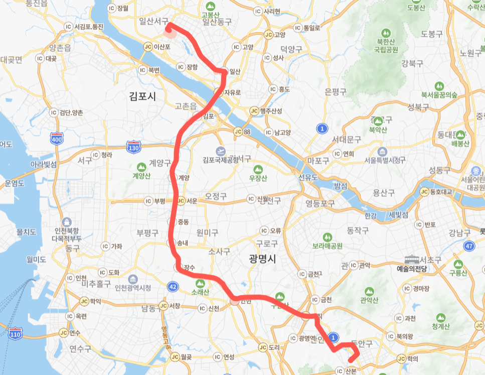 고양-김포-시흥-안양-8407번-버스-노선-지도