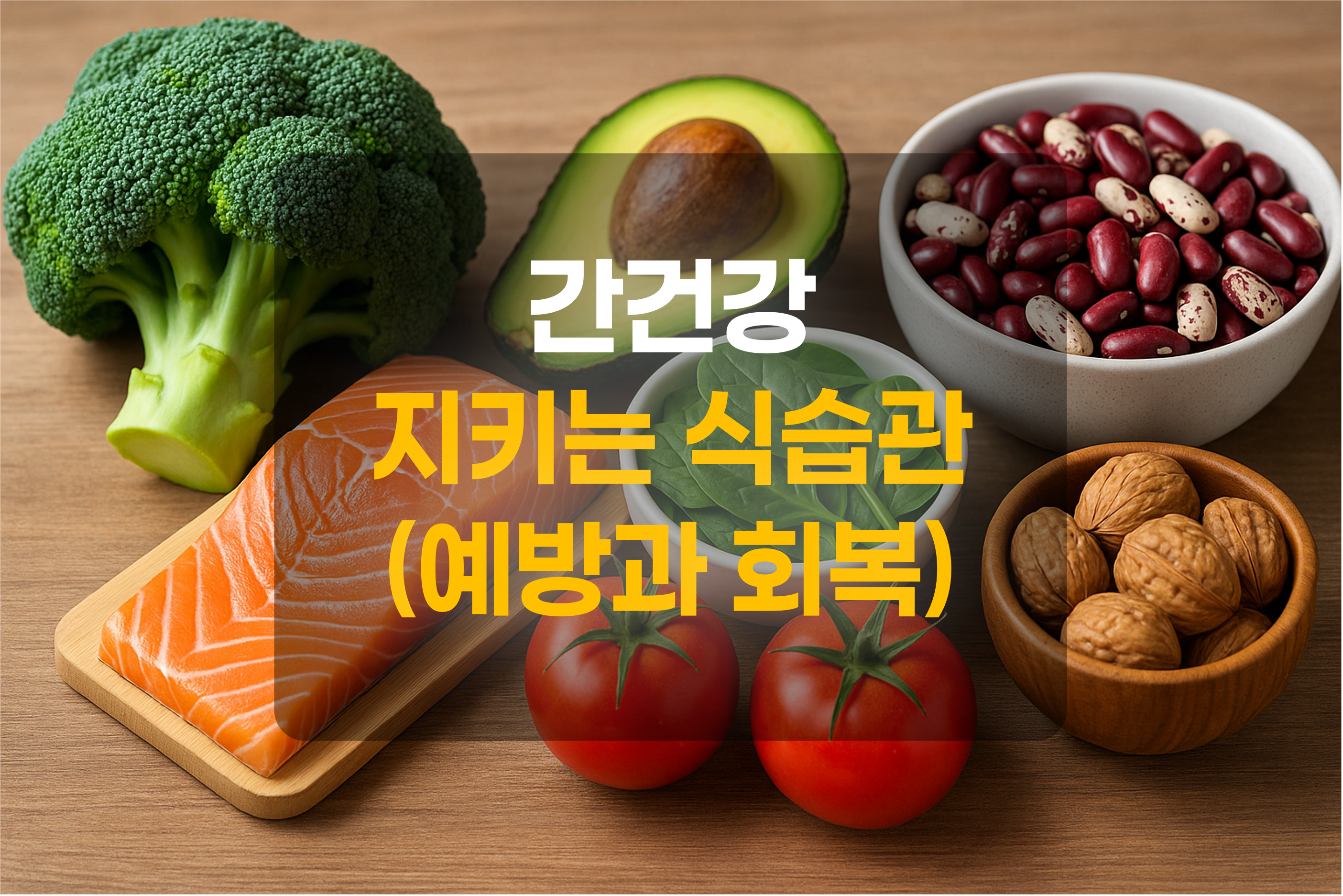 간에 좋은 음식을 표현한 그림