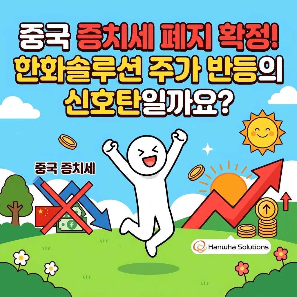 중국 증치세 폐지 확정! 한화솔루션 주가 반등의 신호탄일까요?