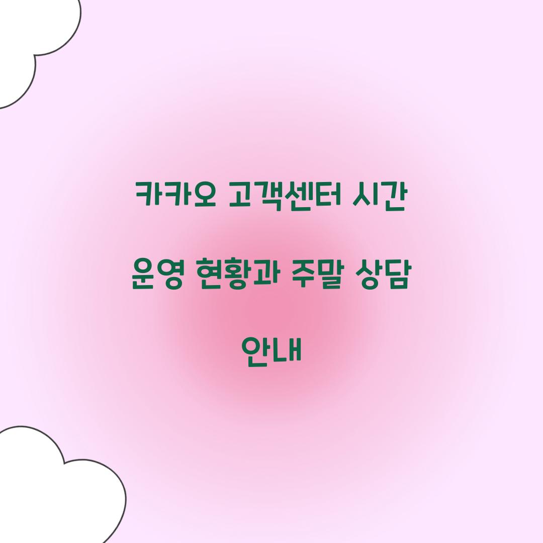 카카오 고객센터 시간