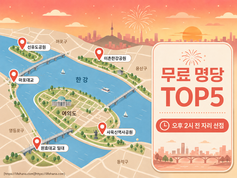 2026 여의도 불꽃축제 유료&middot;무료 관람 옵션 비교 인포그래픽
