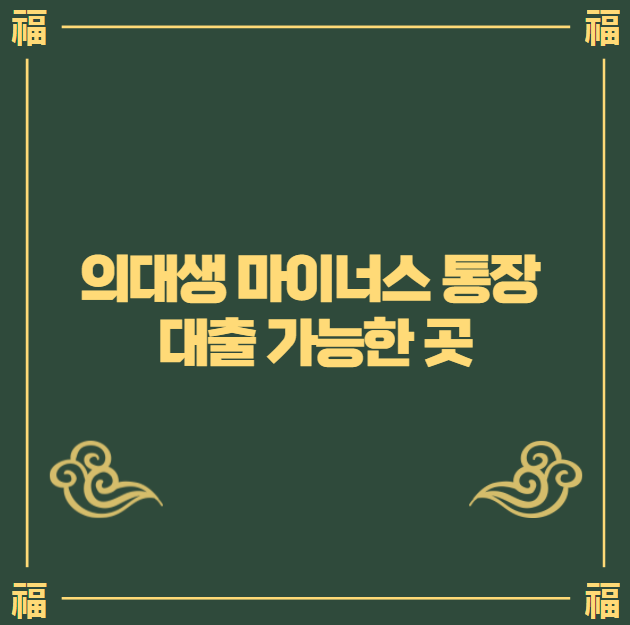 의대생 마이너스 통장 대출