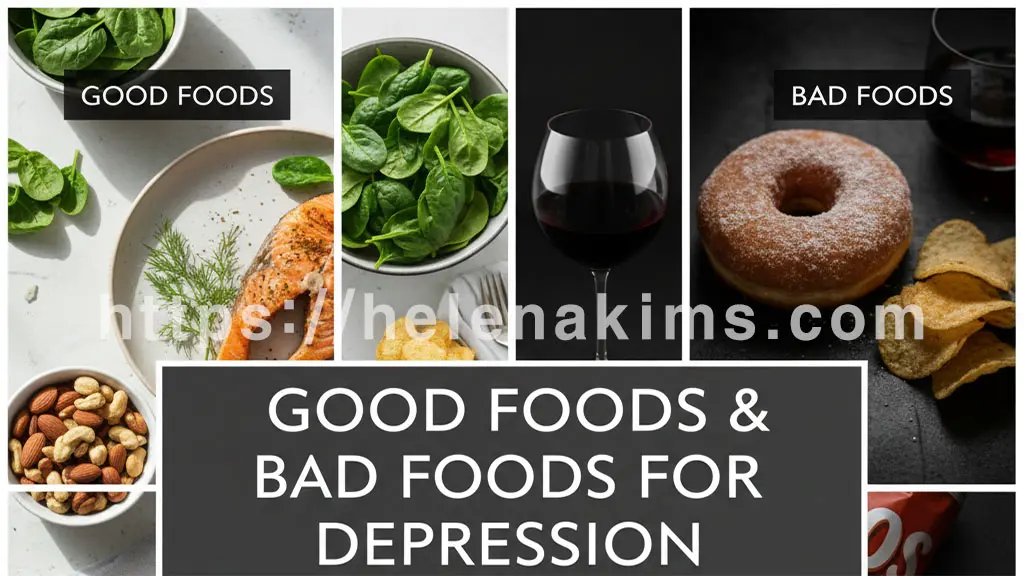 왼쪽에는 좋은 음식, 오른쪽에는 안 좋은 음식 이미지.