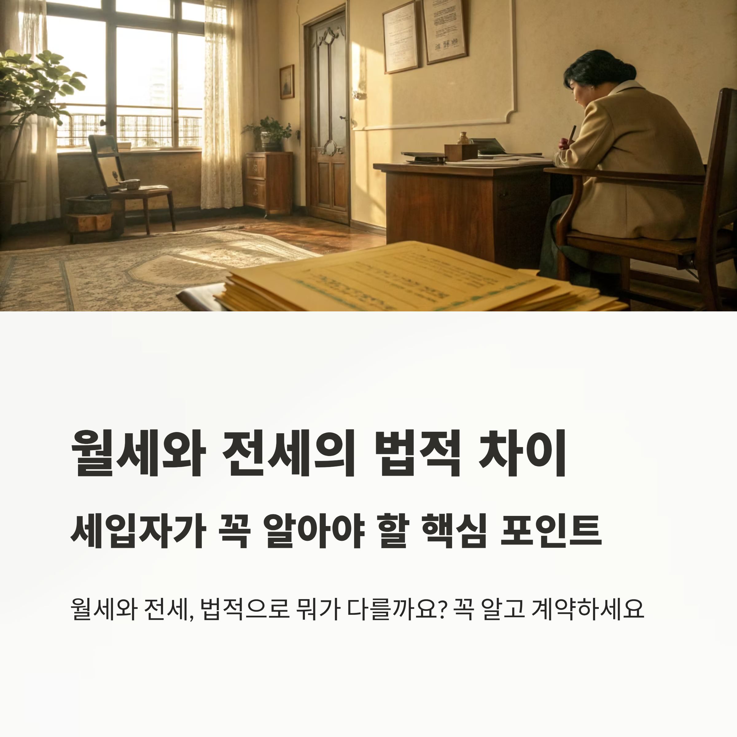 월세와 전세 법적 차이 세입자가 알아야 할 핵심 포인트