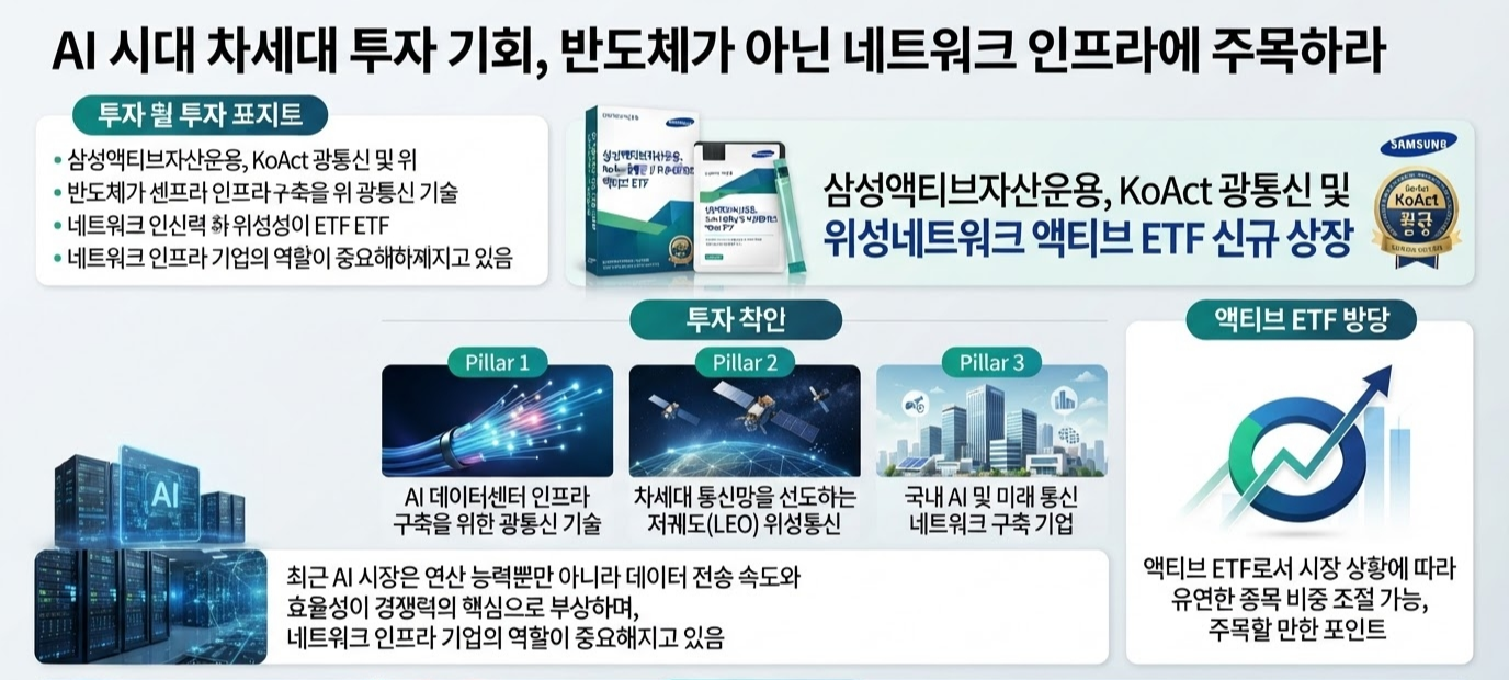 삼성액티브운용 KoAct 광통신&amp;위성네트워크액티브 ETF 상장, AI 네트워크 투자 핵심은?