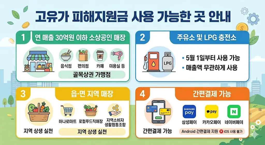 2026 고유가 피해지원금 사용 가능한 곳 업종 안내