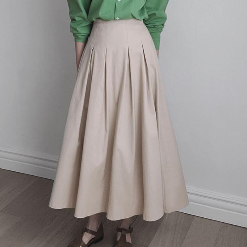 소피아 핀턱 볼륨 풀 코튼 A 아이보리 베이지 핑크 스커트