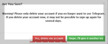 텔레그램 삭제 완료