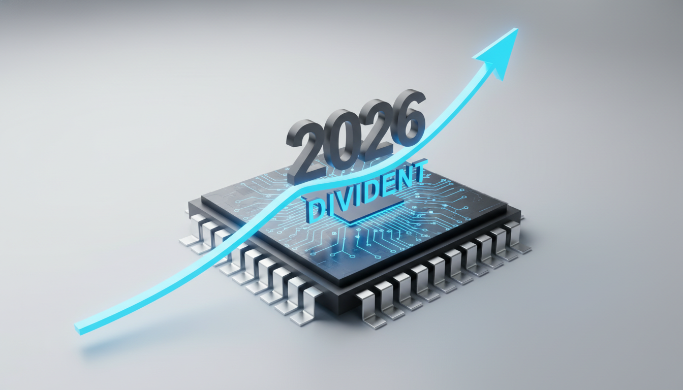 2026년 삼성전자 주가 상승 추세선과 배당금을 형상화한 3D 반도체 일러스트