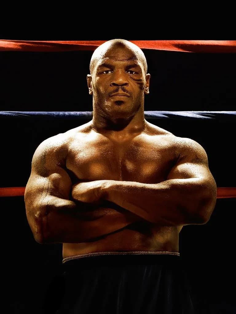 구리빛 피부의 타이슨이 링 위에서 팔짱을 끼고 서 있는 모습이 자신감에 차 있다 출처 나무위키