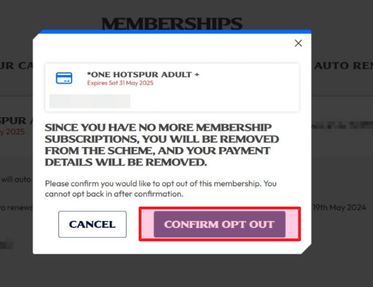 &lsquo;Confirm opt out&rsquo; 선택