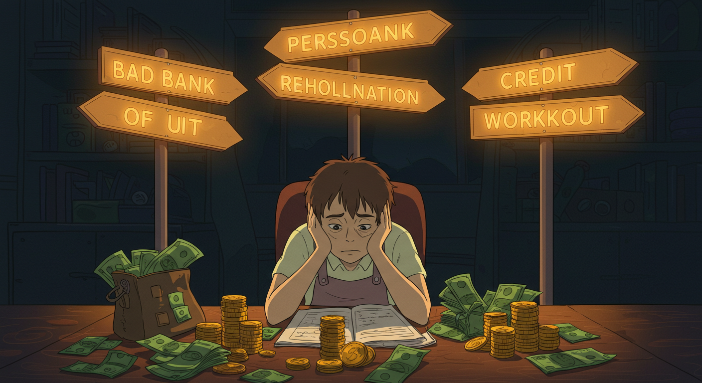 부채 해결 고민하는 사람과 세 가지 선택지