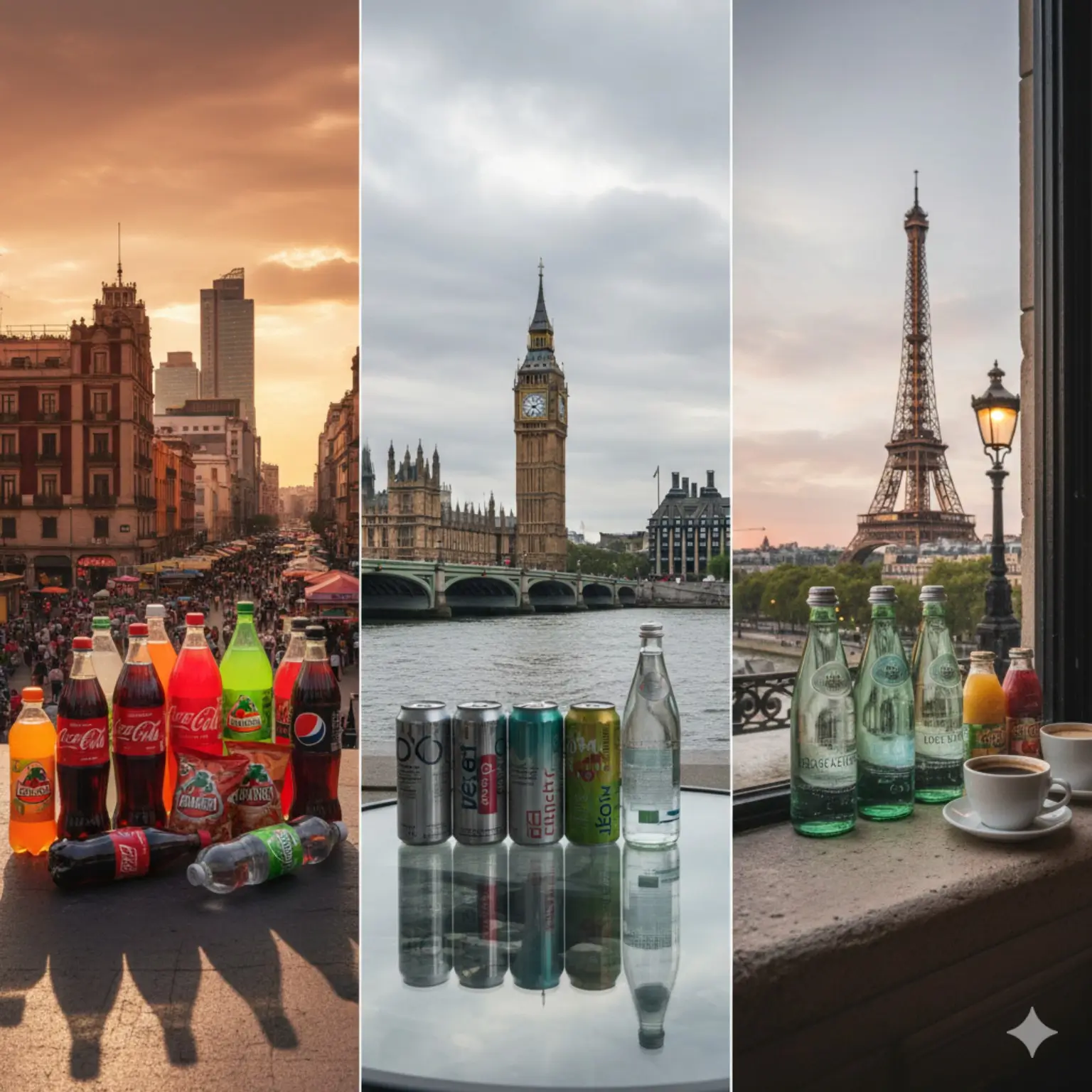 설탕세 도입 국가별 사례, 멕시코·영국·프랑스의 가당음료와 무가당 음료 비교