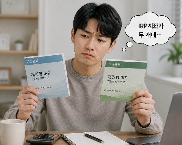 IRP계좌가 2개인 사람이 어떻게 운용해야 할지 고민하는 모습