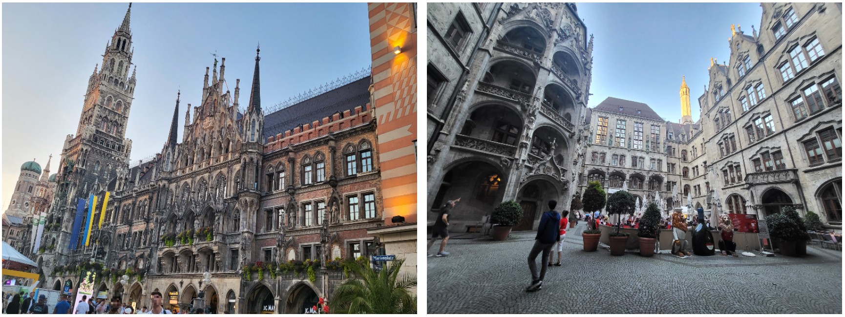 마리엔 광장 신 시청사와 중정 내부