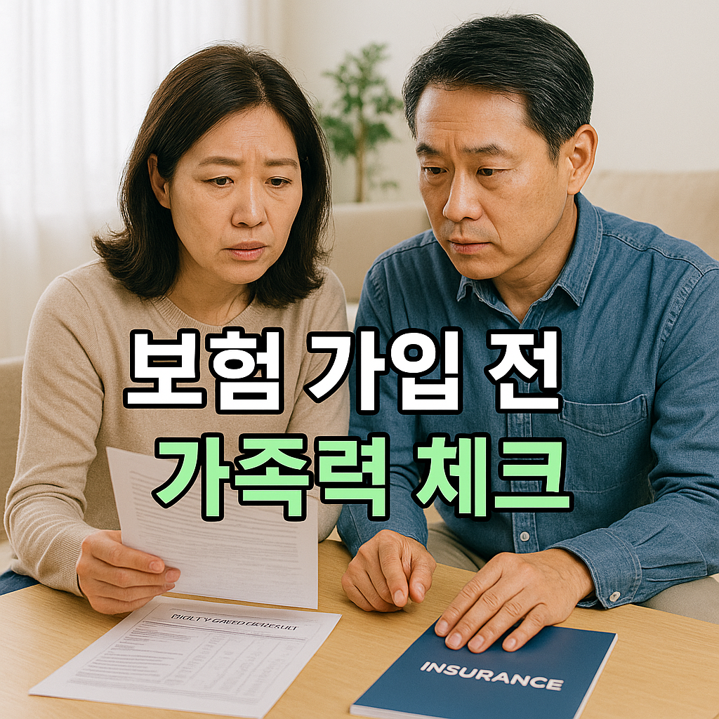 보험 가입 전 가족력를 확인하는 부부