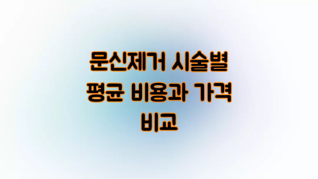 문신제거 시술별 평균 비용과 가격 비교