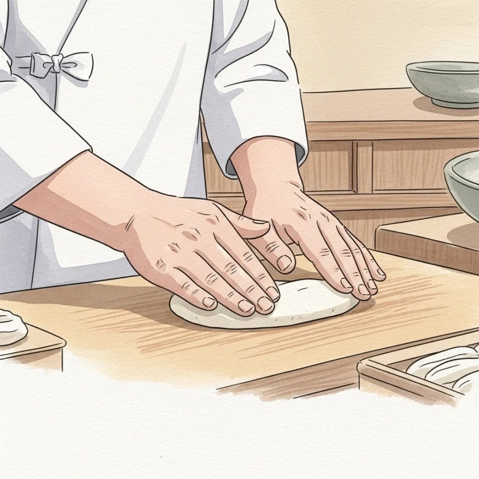 정성껏 찹쌀떡을 빚는 숙련된 손길