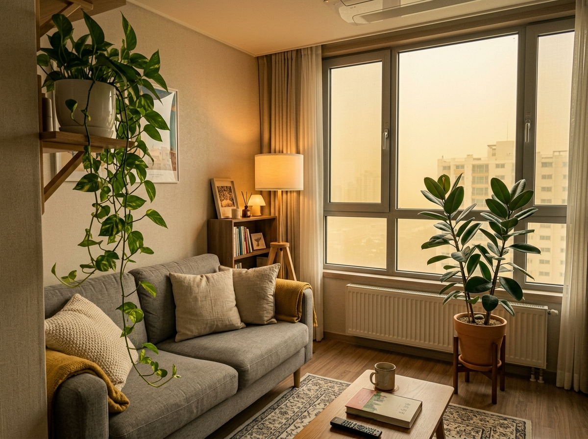 황사 실내공기질, 거실 공기정화식물, VOC제거식물, 봄철 실내환경