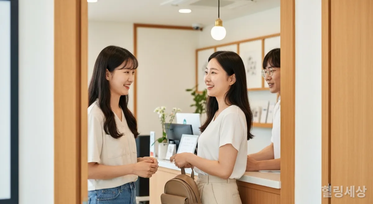 게스트하우스에 체크인하는 MZ세대 여성