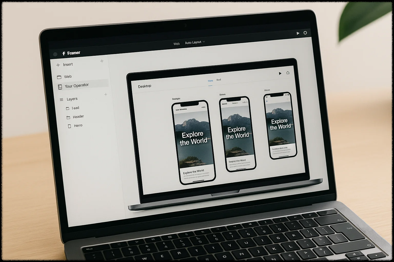 Framer로 만든 반응형 웹사이트 미리 보기