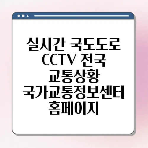 실시간 국도도로 CCTV 전국 교통상황 국가교통정보센터 홈페이지