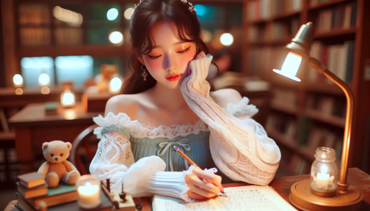 자소서-맞춤법-검사기-비교하며-글쓰기하는-여성의-모습