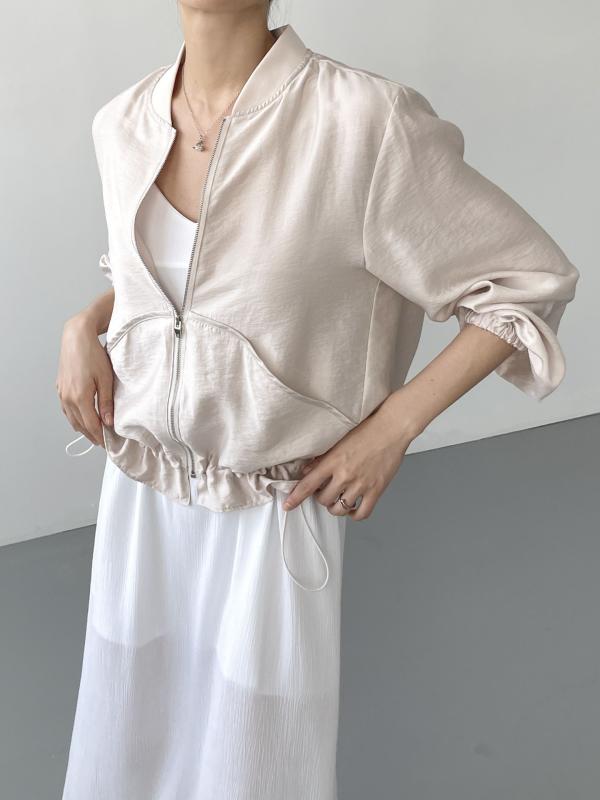 여성 여름 블루종 스트링 시스루 모달 점퍼