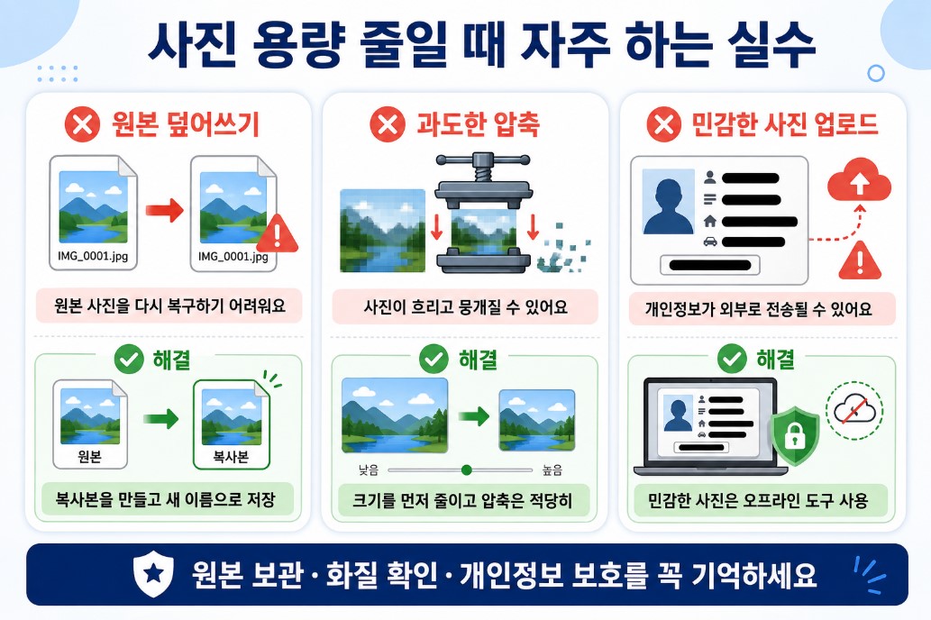 사진 용량 줄이기 실수와 해결